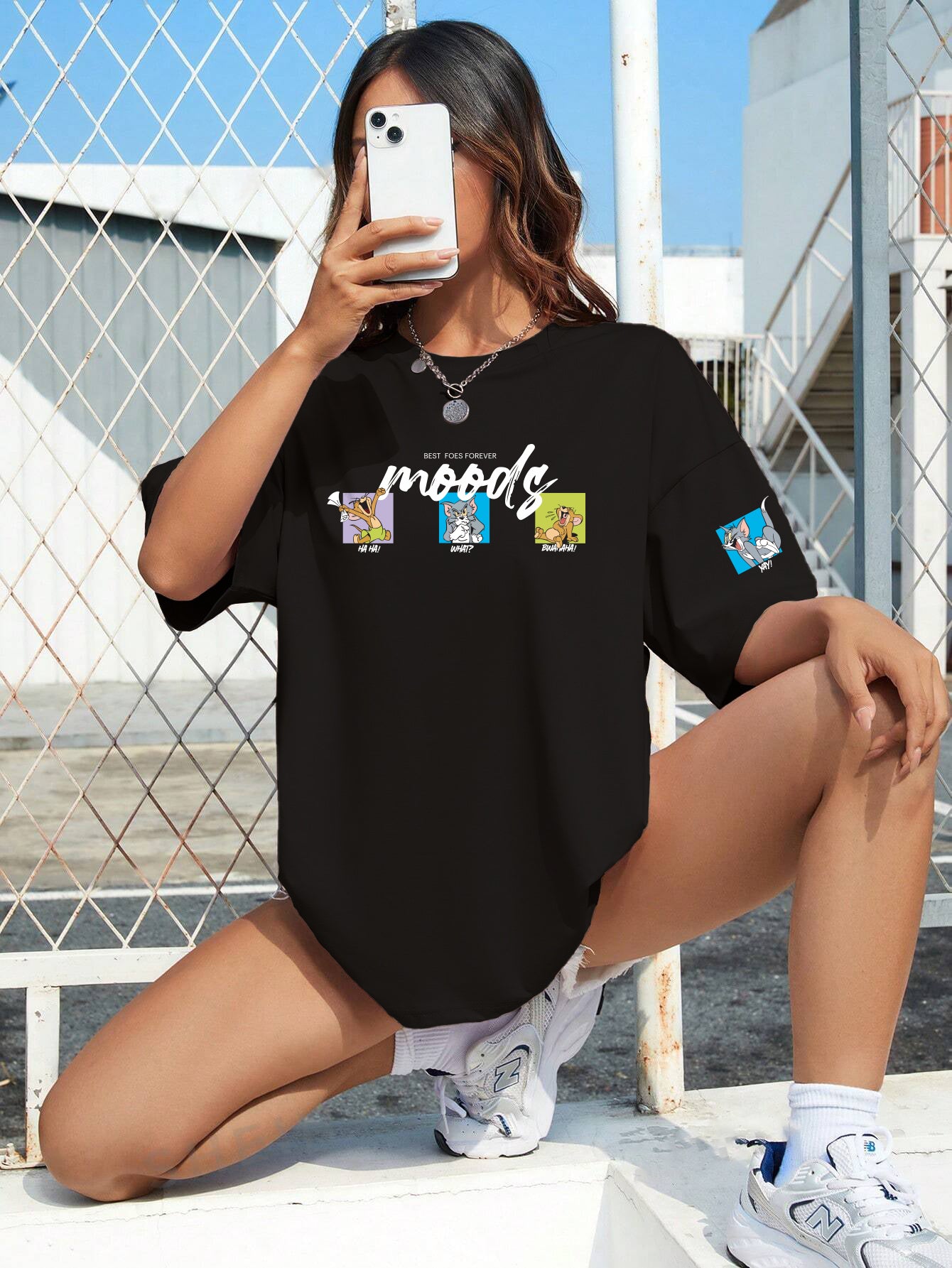 Printed Oversized Cotton T-Shirt for Women