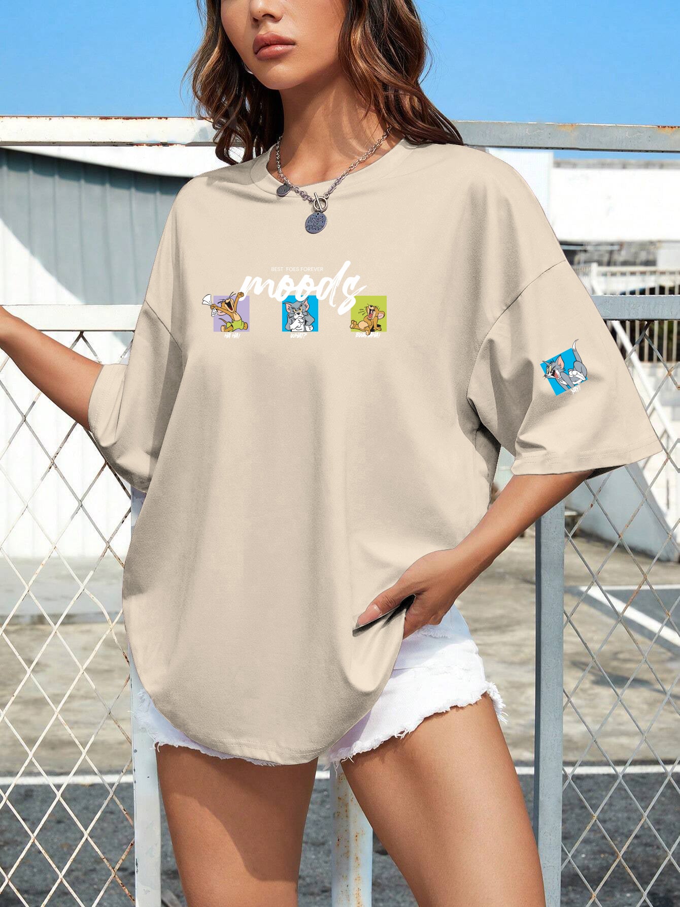 Printed Oversized Cotton T-Shirt for Women