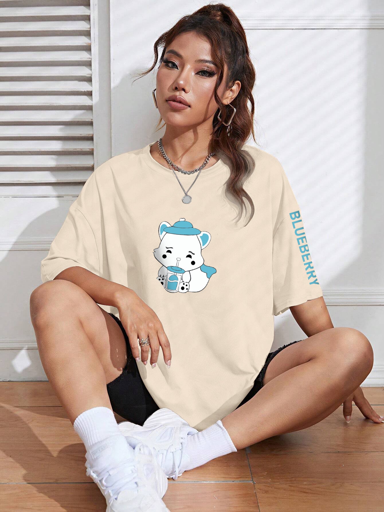 Printed Oversized Cotton T-Shirt for Women