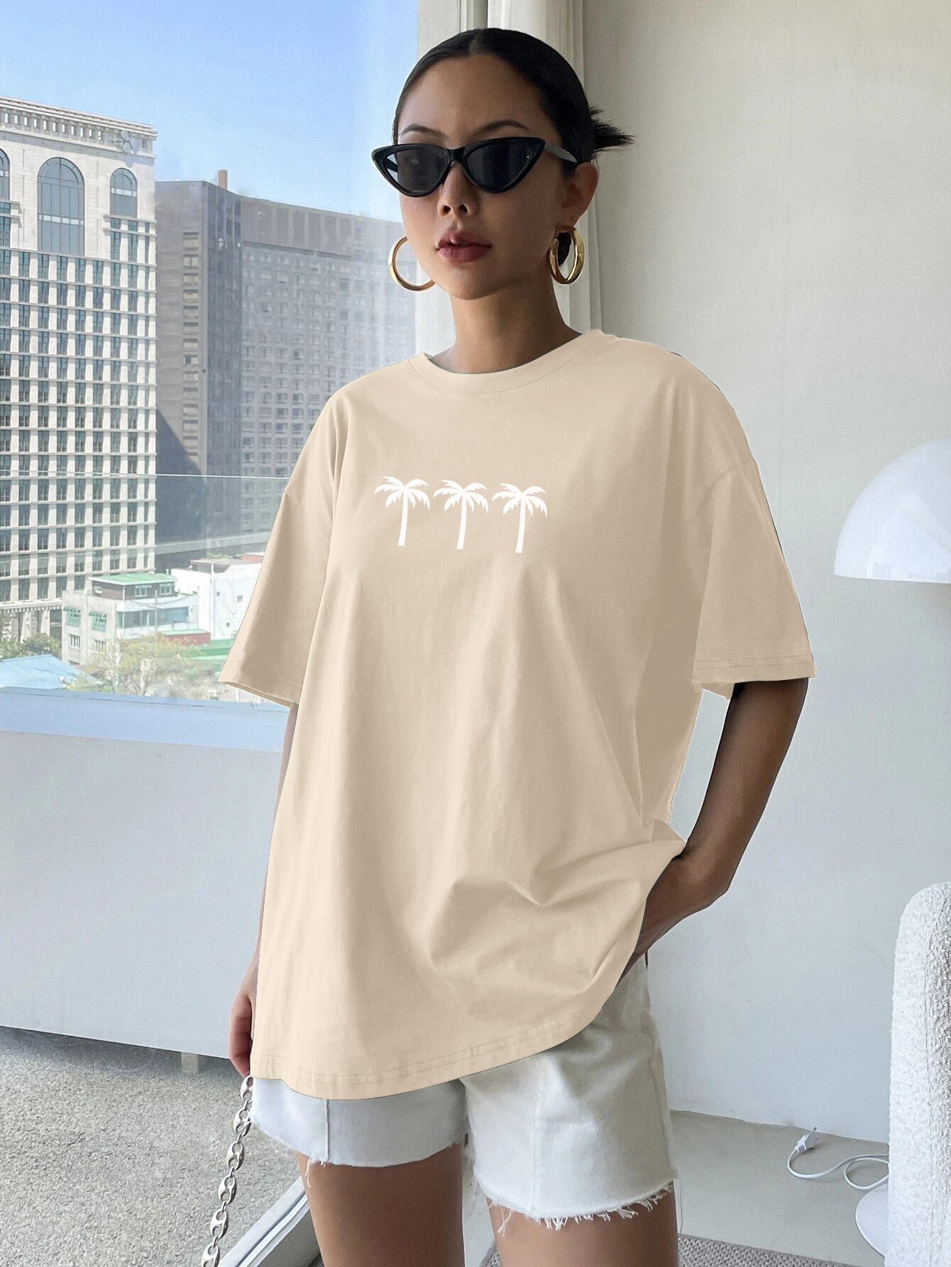 Printed Oversized Cotton T-Shirt for Women