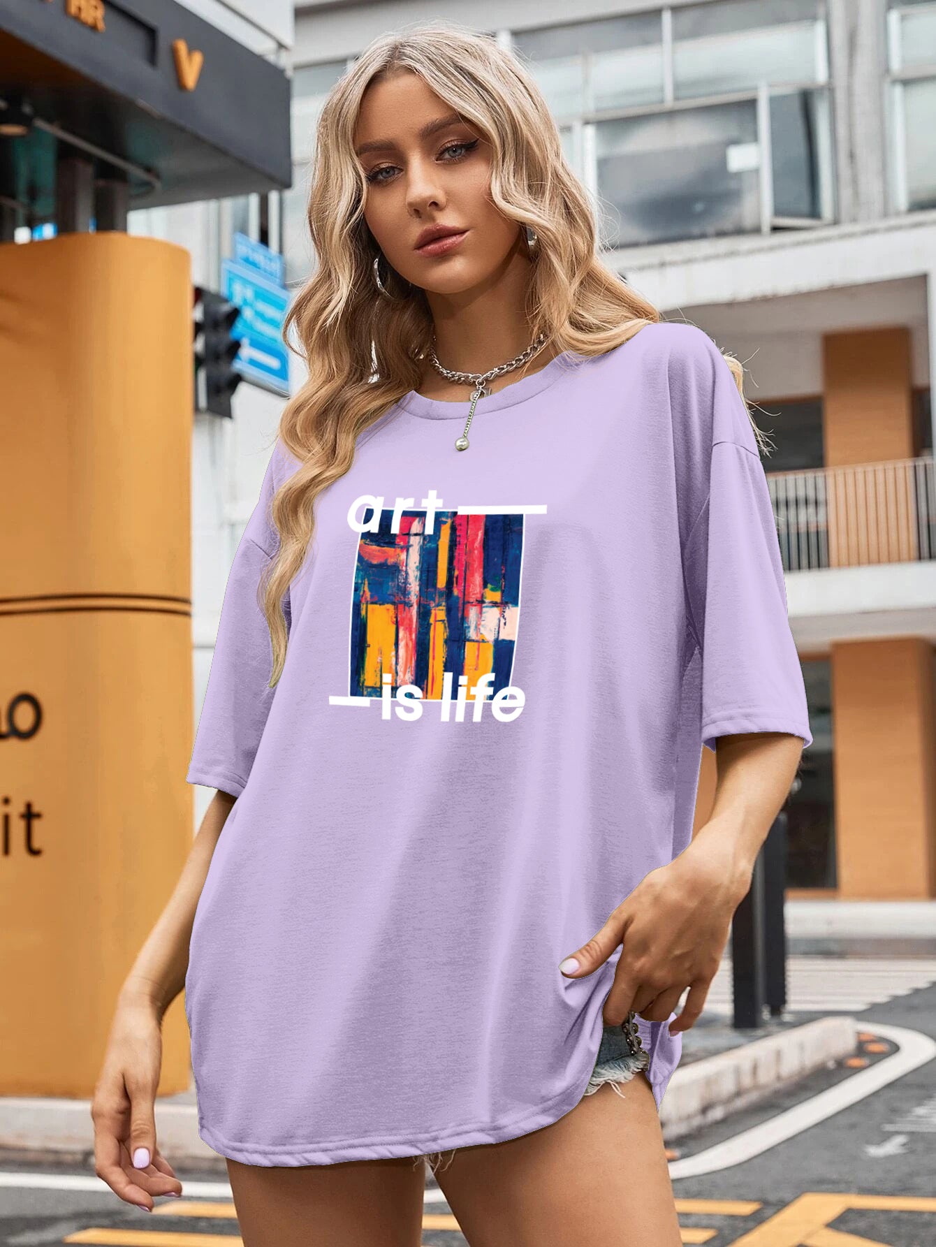 Printed Oversized Cotton T-Shirt for Women