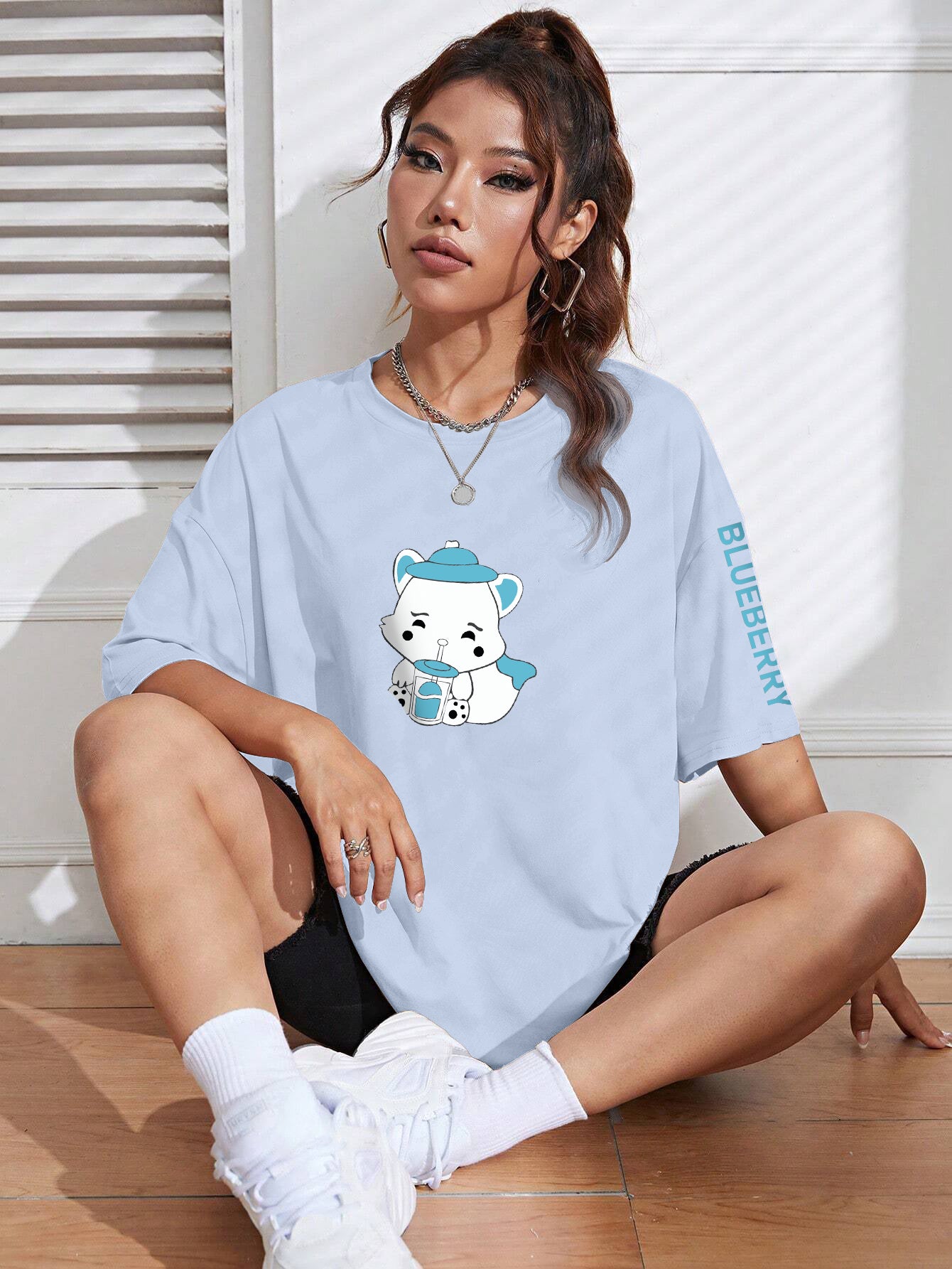 Printed Oversized Cotton T-Shirt for Women