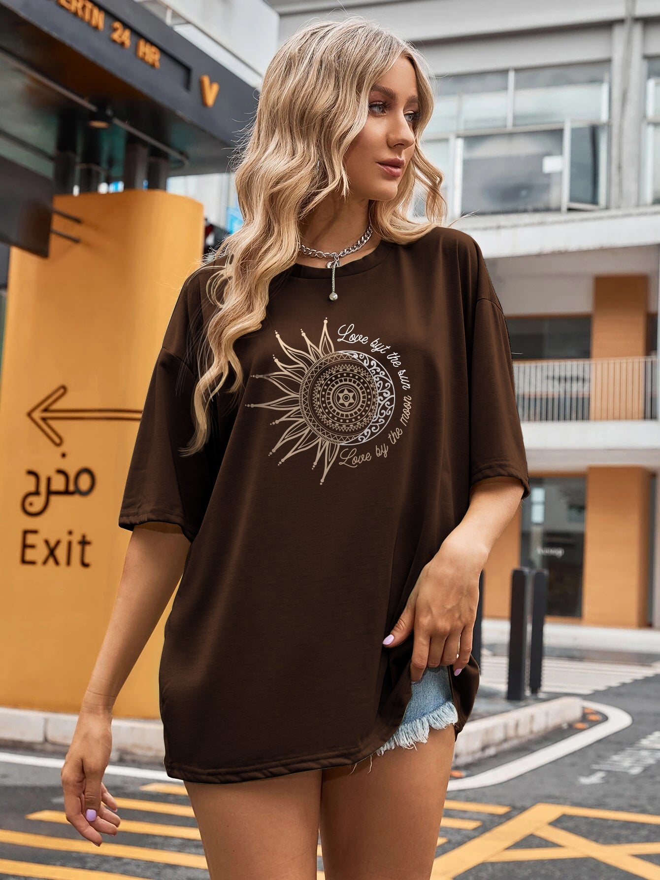 Printed Oversized Cotton T-Shirt for Women
