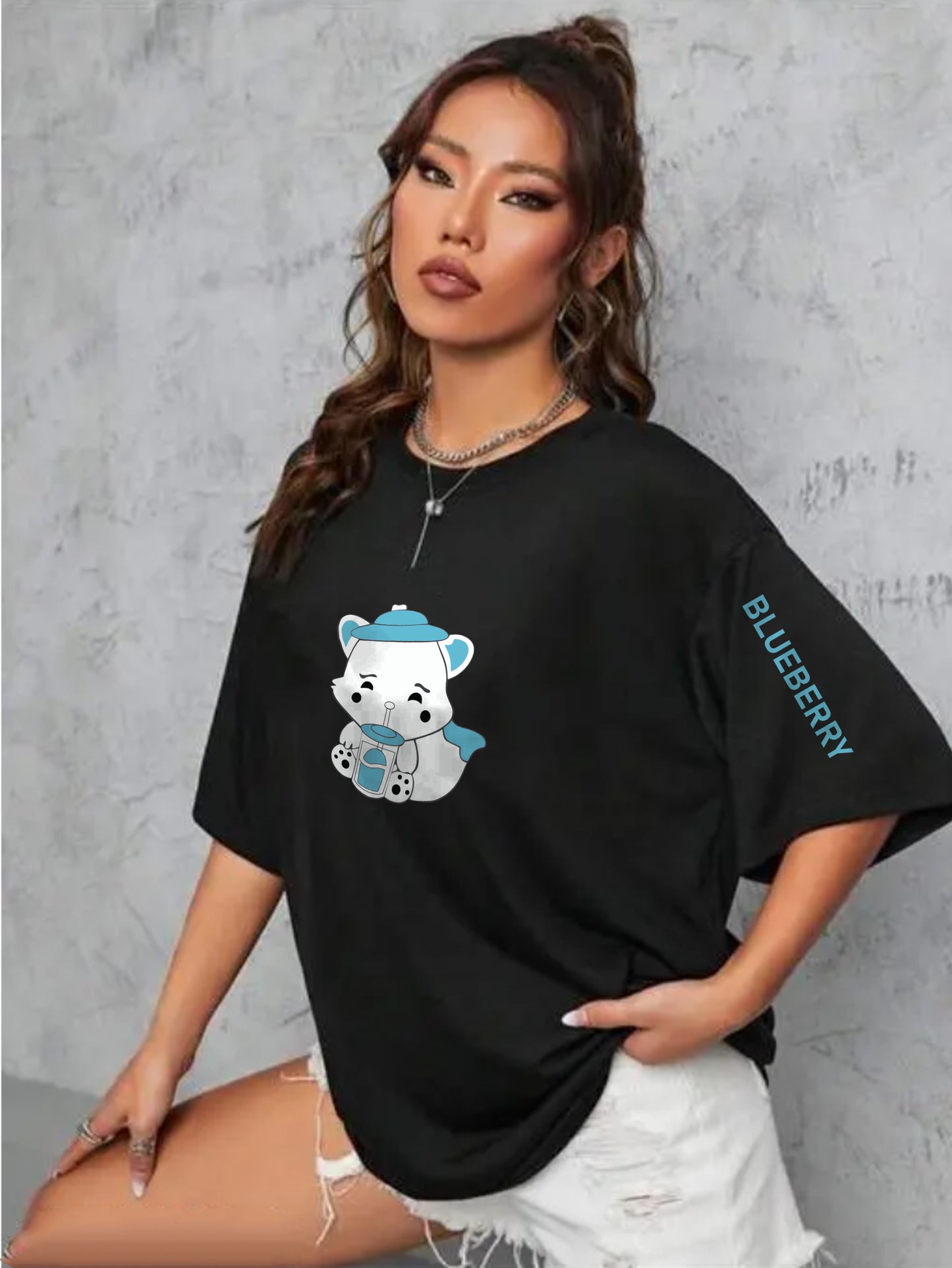 Printed Oversized Cotton T-Shirt for Women