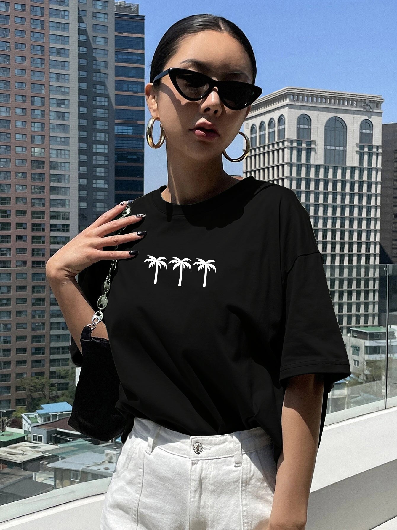 Printed Oversized Cotton T-Shirt for Women