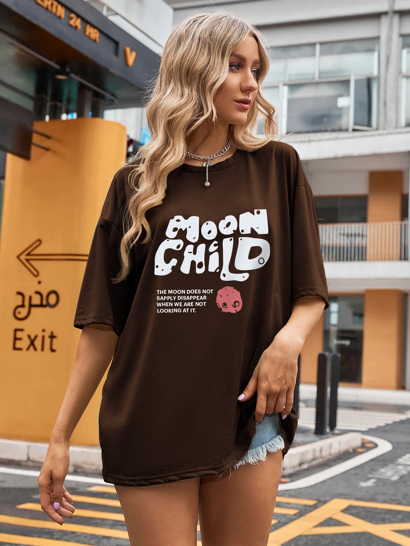 Printed Oversized Cotton T-Shirt for Women