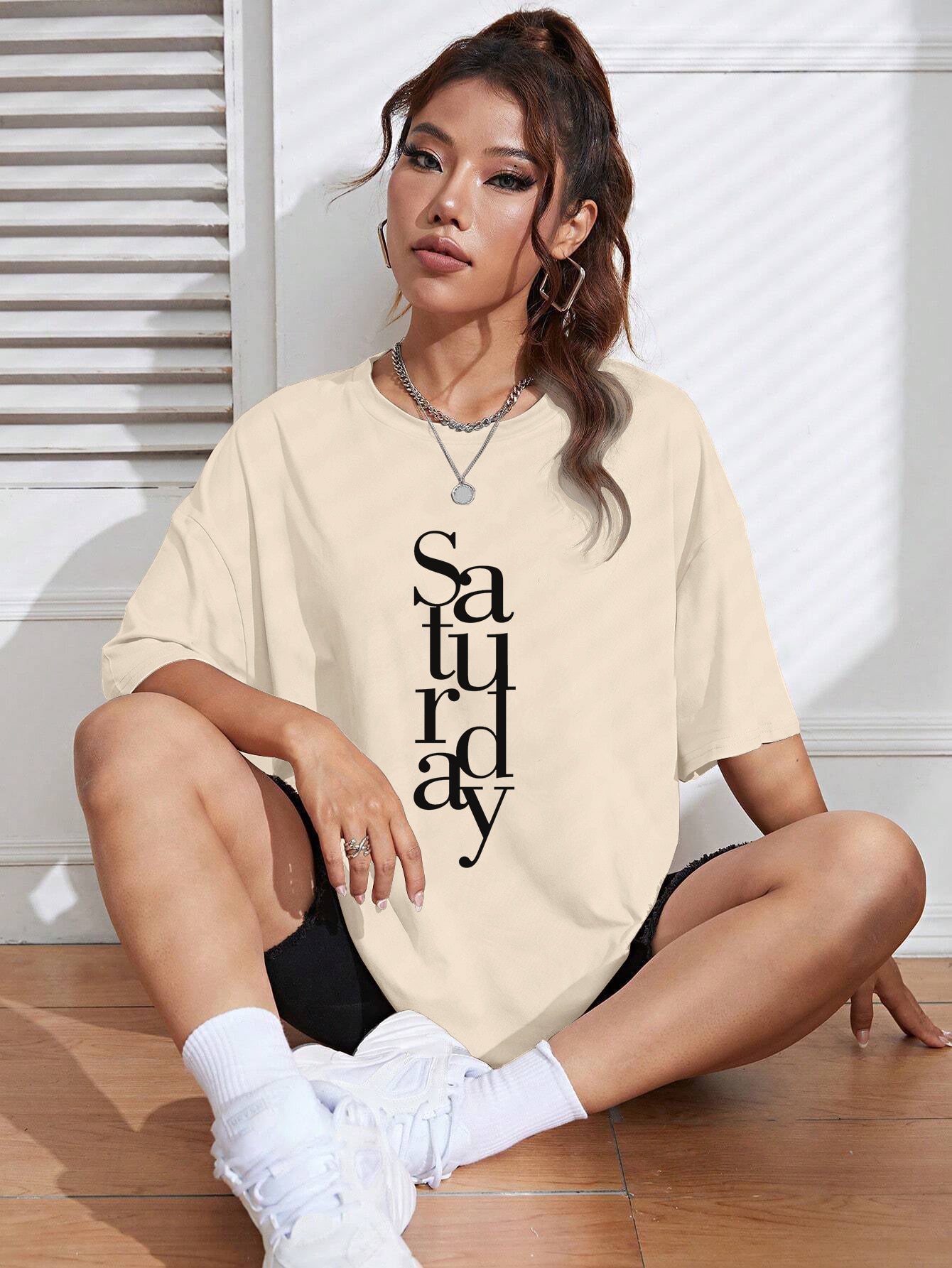 Printed Oversized Cotton T-Shirt for Women