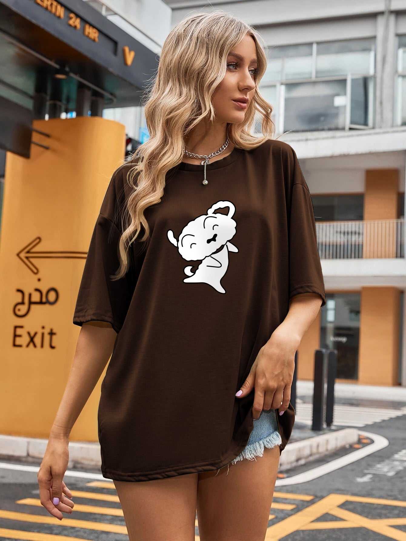 Printed Oversized Cotton T-Shirt for Women