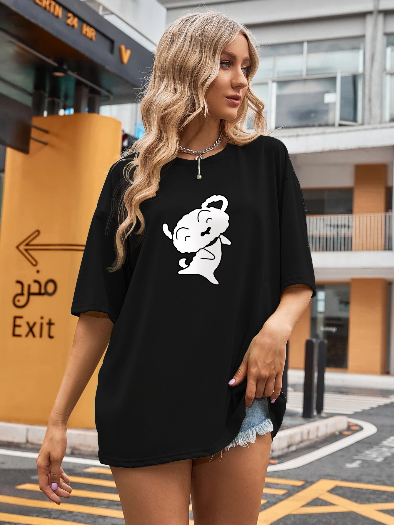Printed Oversized Cotton T-Shirt for Women