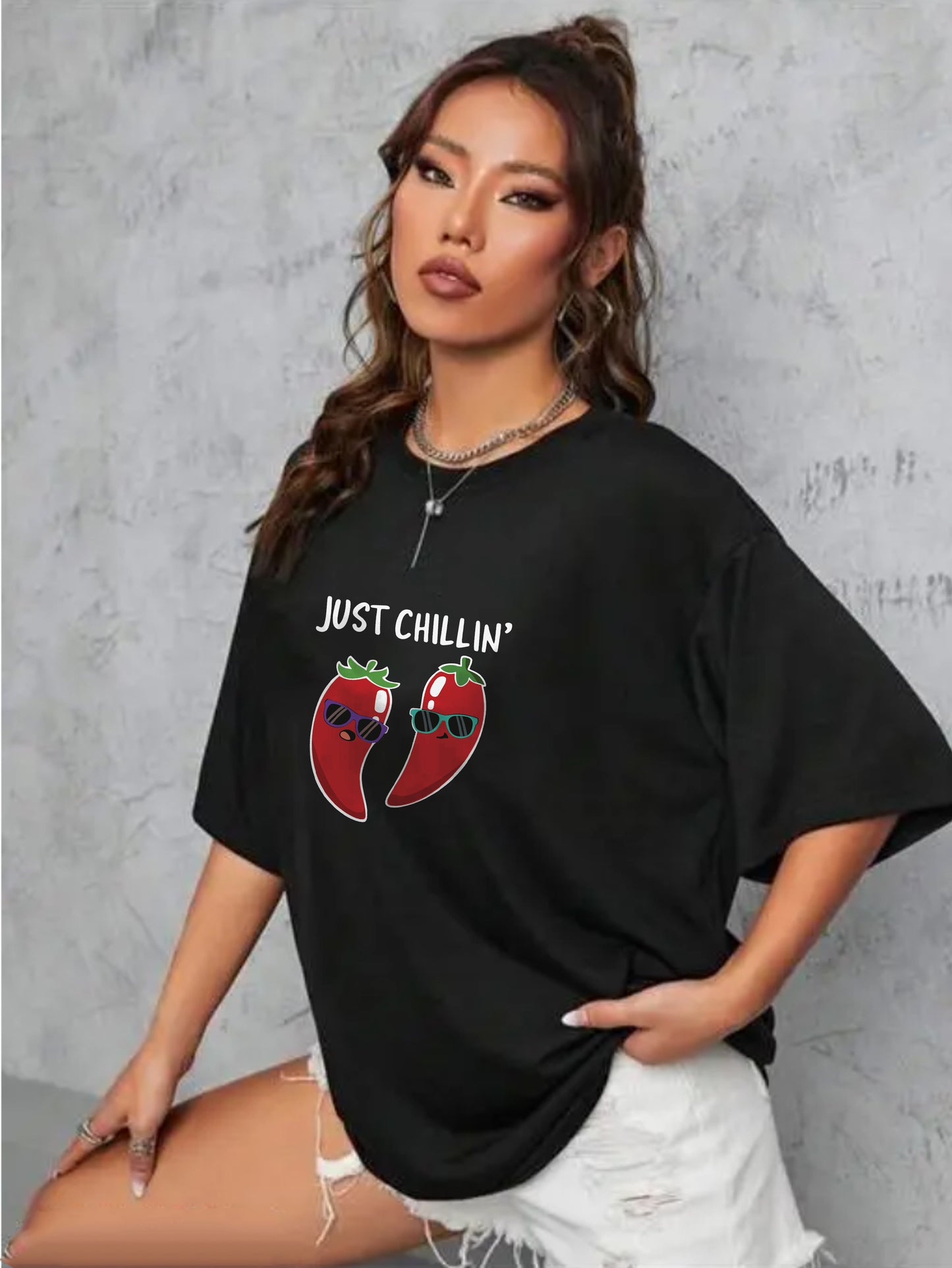 Printed Oversized Cotton T-Shirt for Women