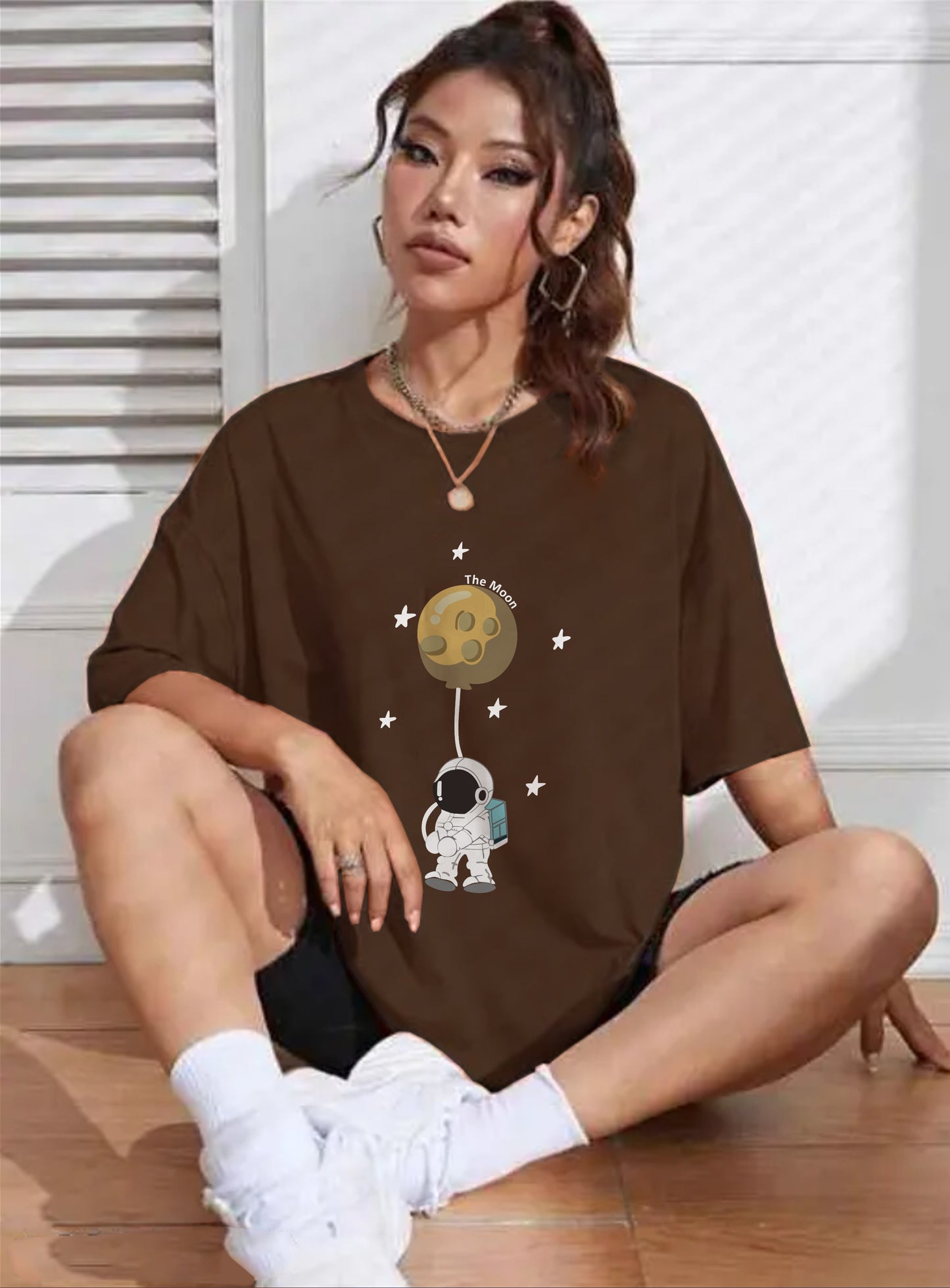 Printed Oversized Cotton T-Shirt for Women