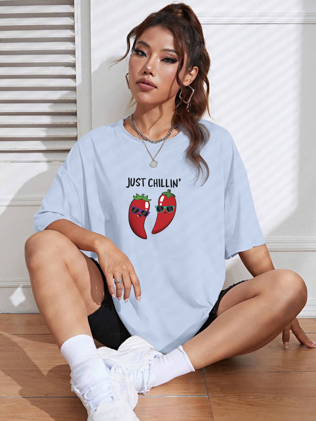 Printed Oversized Cotton T-Shirt for Women