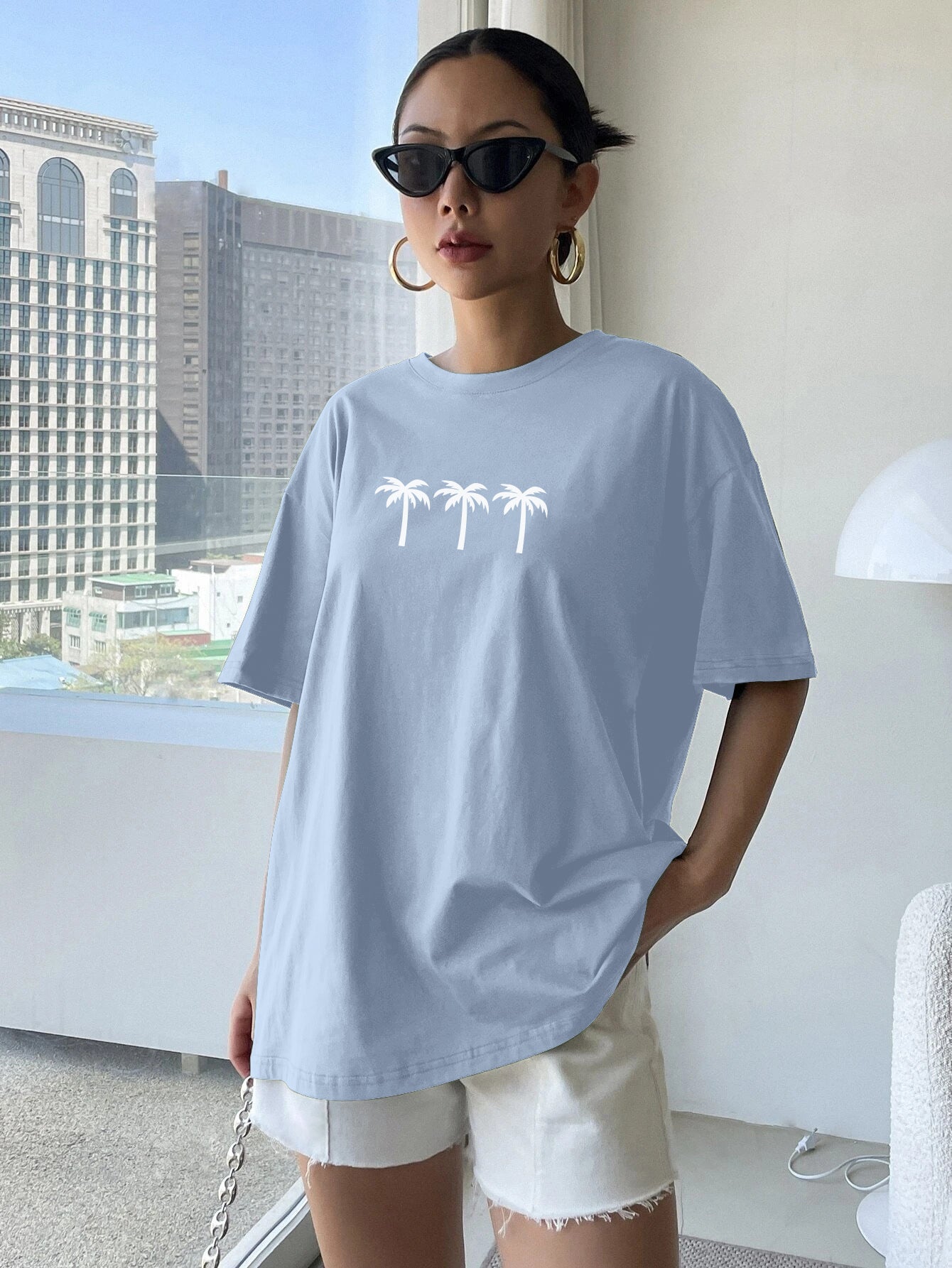 Printed Oversized Cotton T-Shirt for Women
