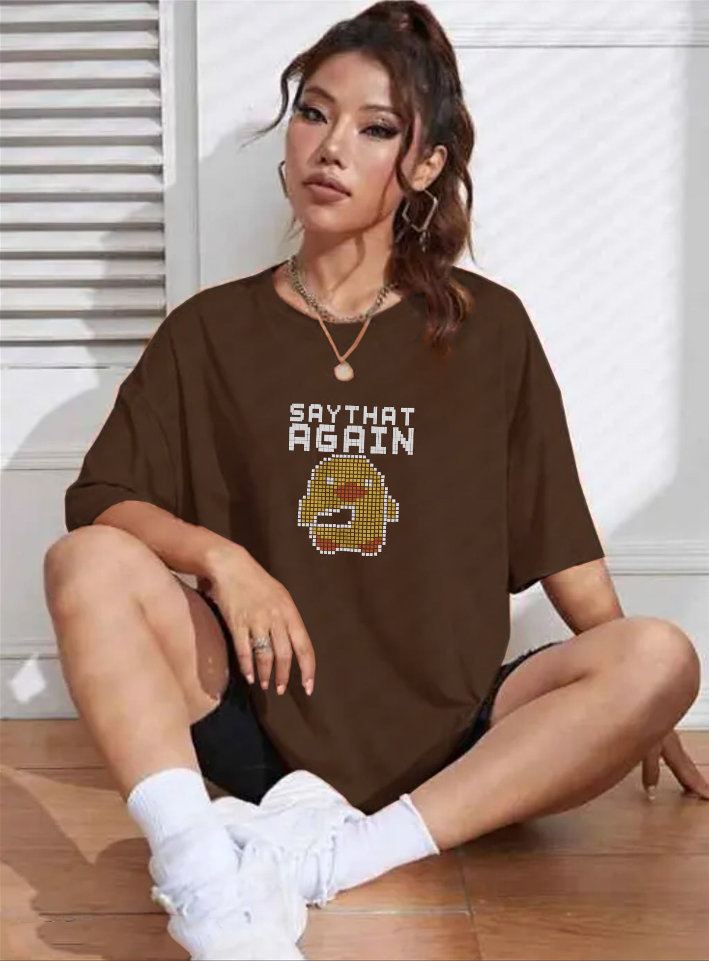 Printed Oversized Cotton T-Shirt for Women