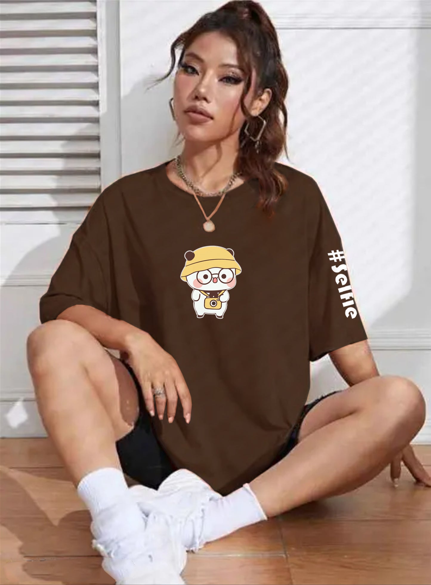 Printed Oversized Cotton T-Shirt for Women