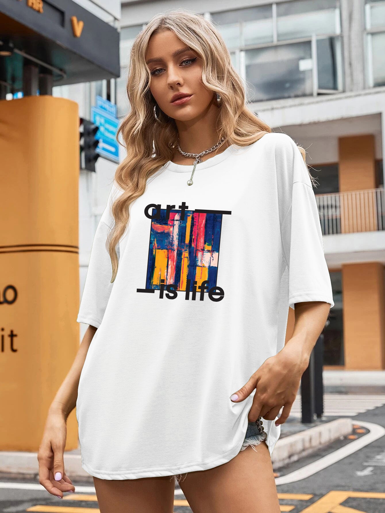 Printed Oversized Cotton T-Shirt for Women