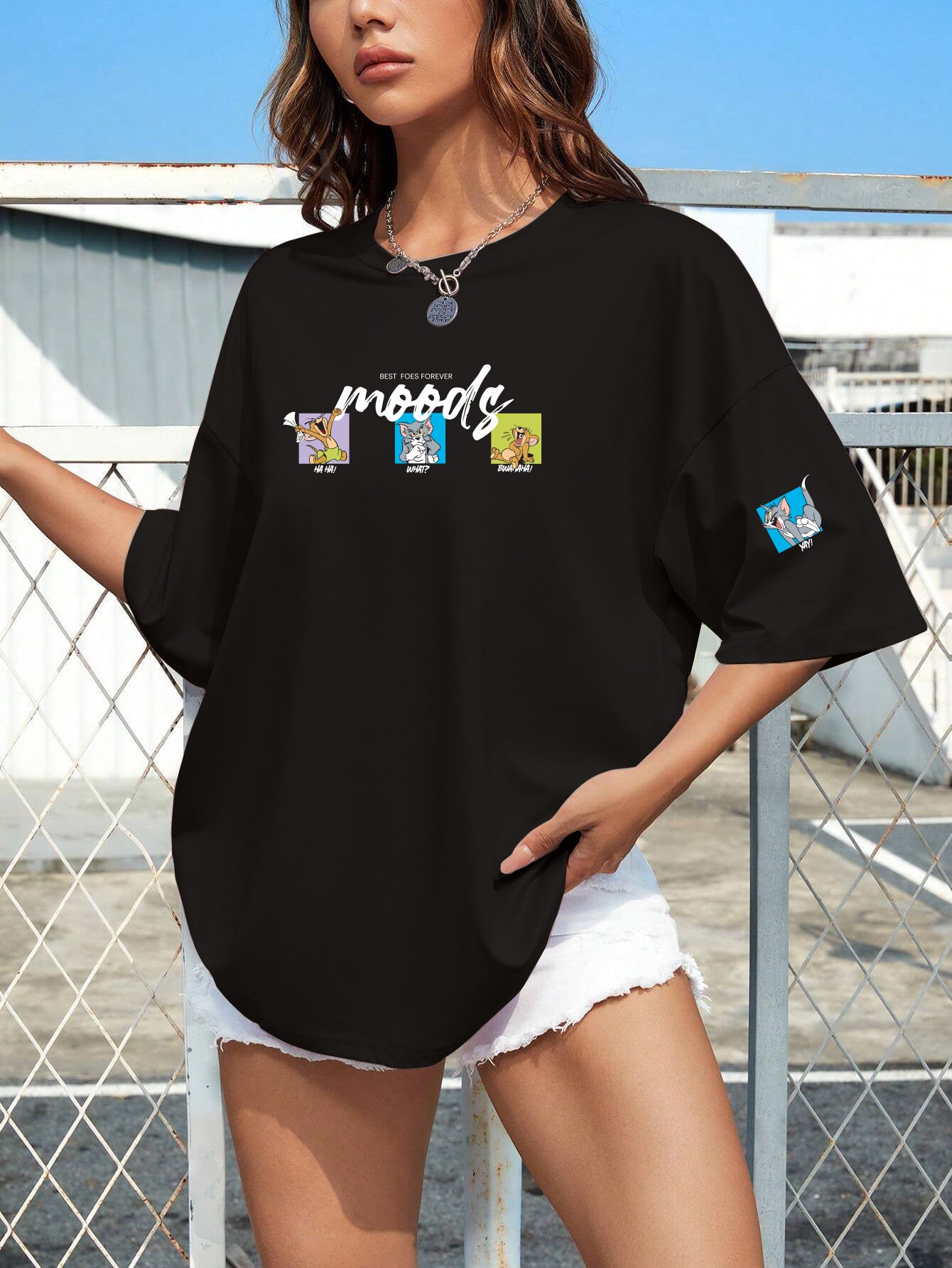 Printed Oversized Cotton T-Shirt for Women