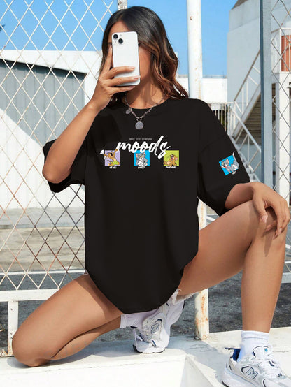 Printed Oversized Cotton T-Shirt for Women
