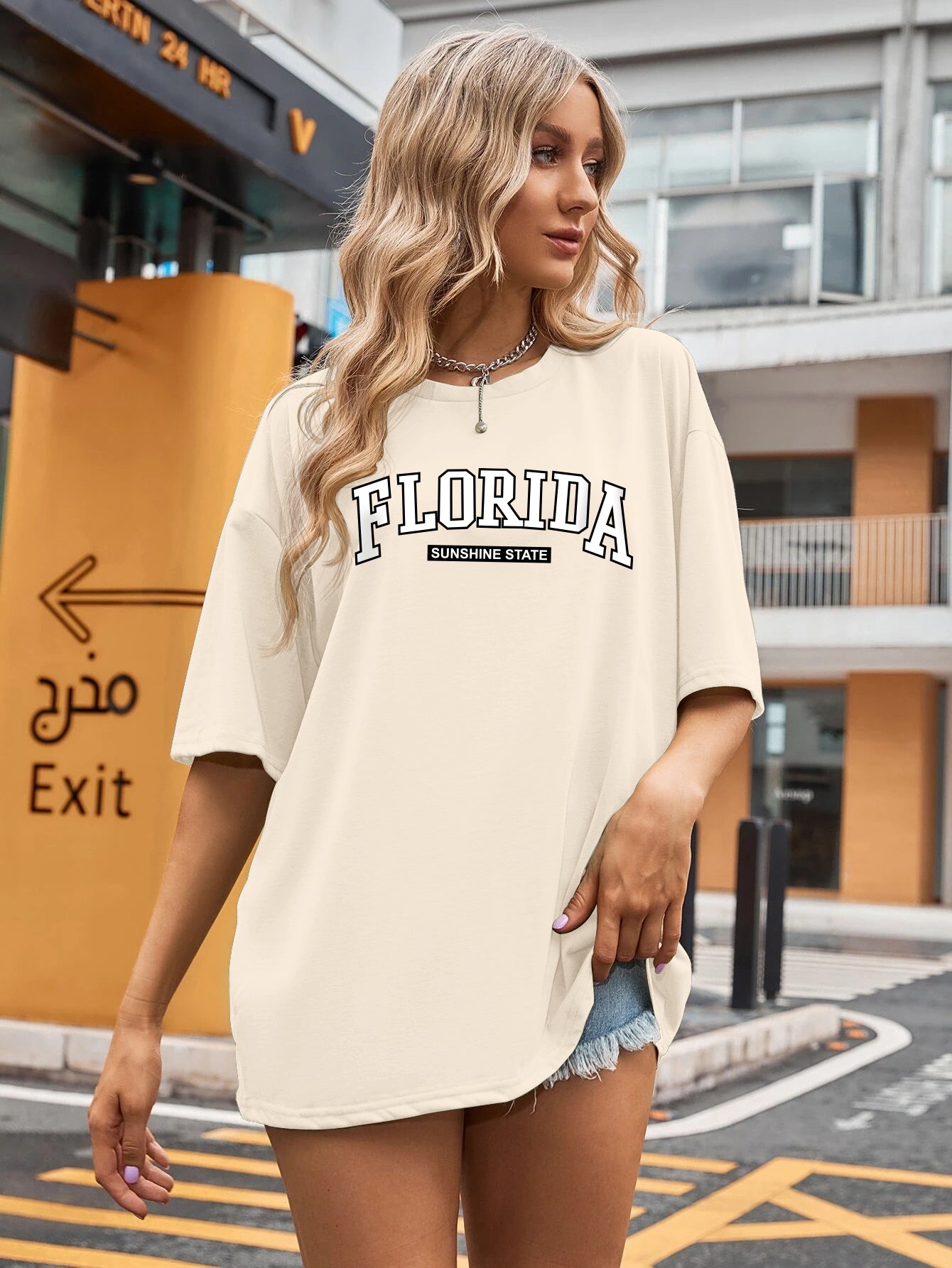 Printed Oversized Cotton T-Shirt for Women
