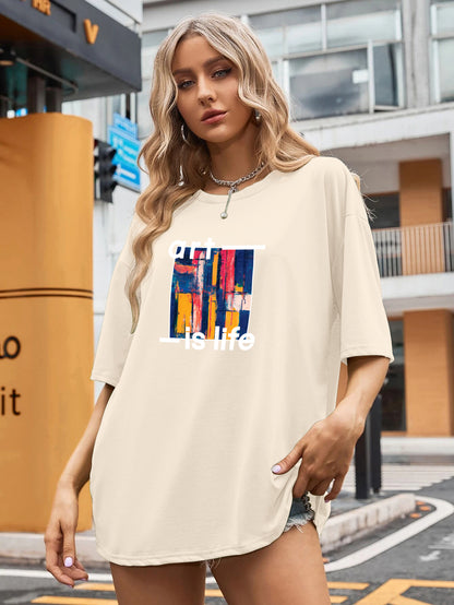 Printed Oversized Cotton T-Shirt for Women