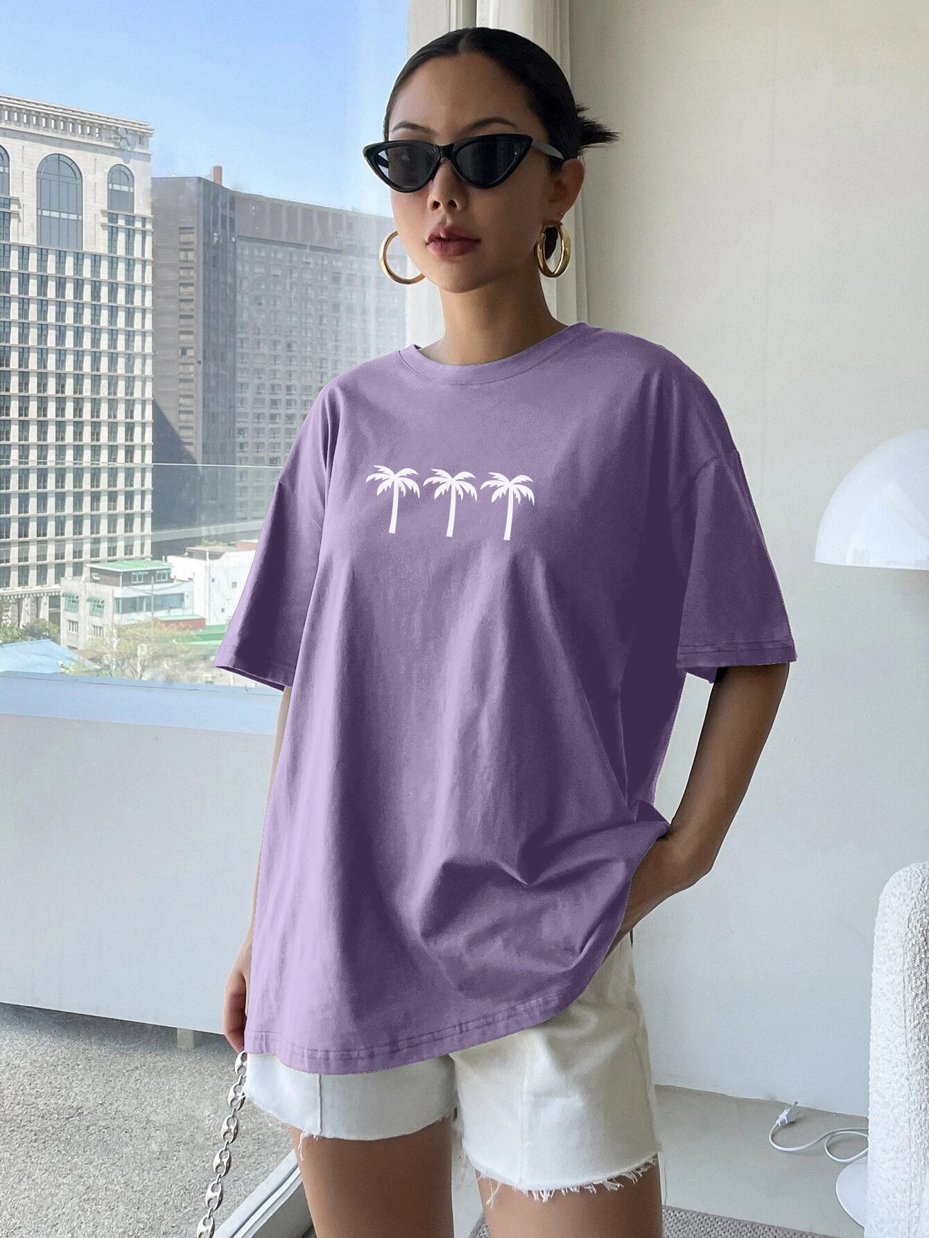 Printed Oversized Cotton T-Shirt for Women