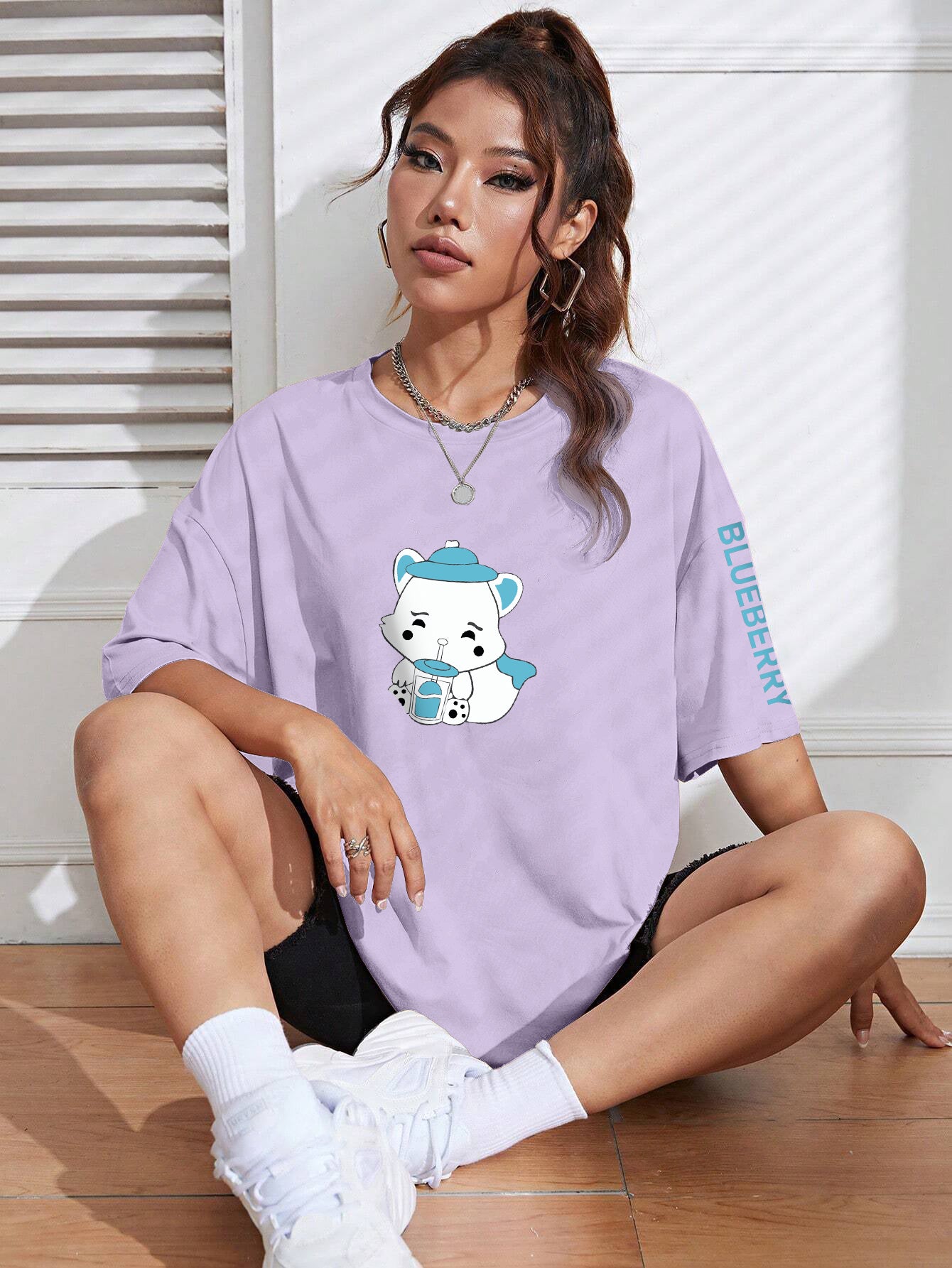 Printed Oversized Cotton T-Shirt for Women