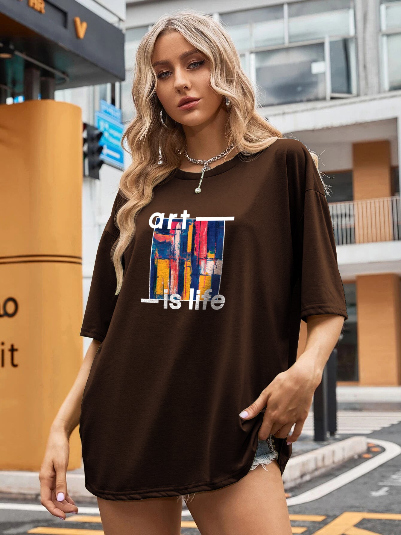 Printed Oversized Cotton T-Shirt for Women