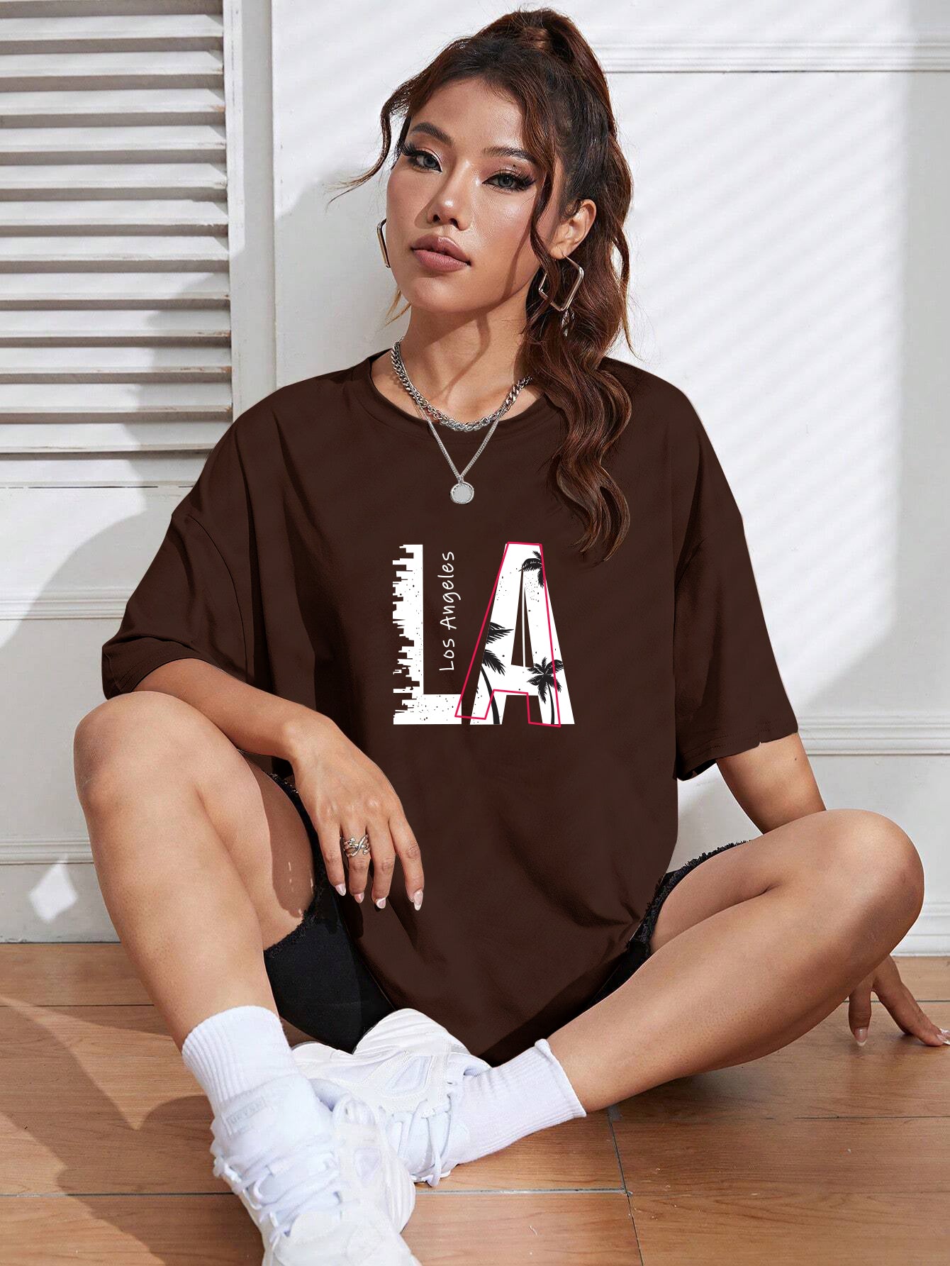 Printed Oversized Cotton T-Shirt for Women