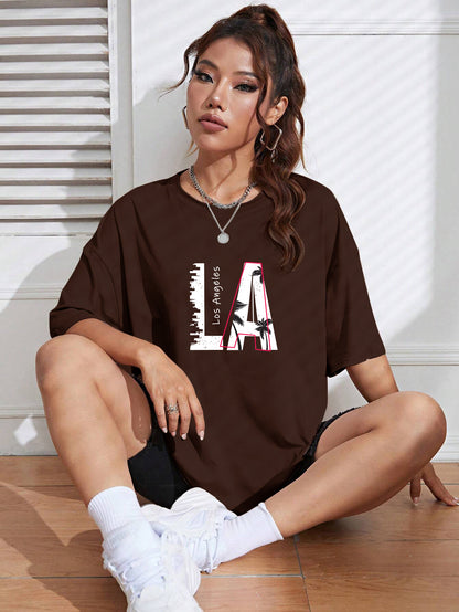 Printed Oversized Cotton T-Shirt for Women