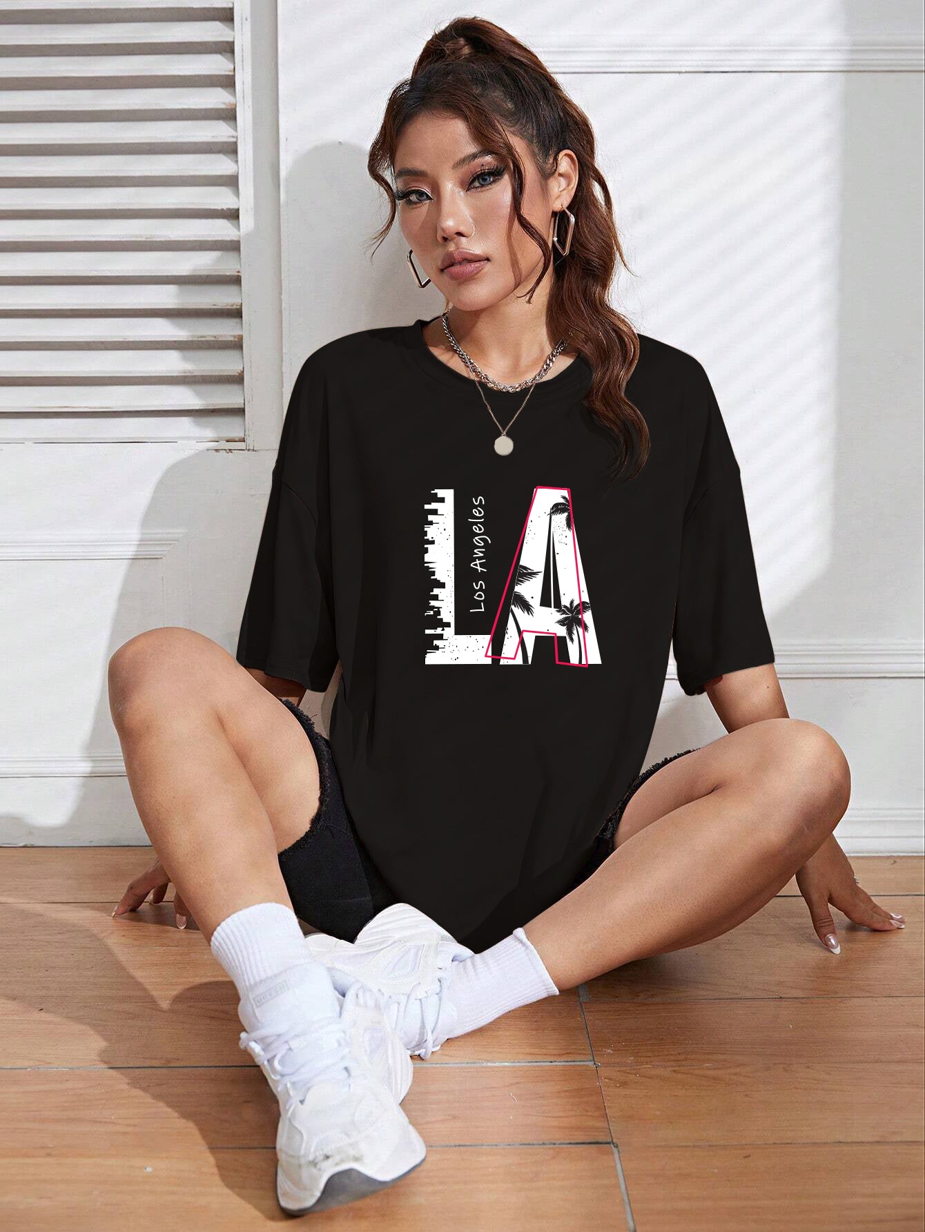Printed Oversized Cotton T-Shirt for Women