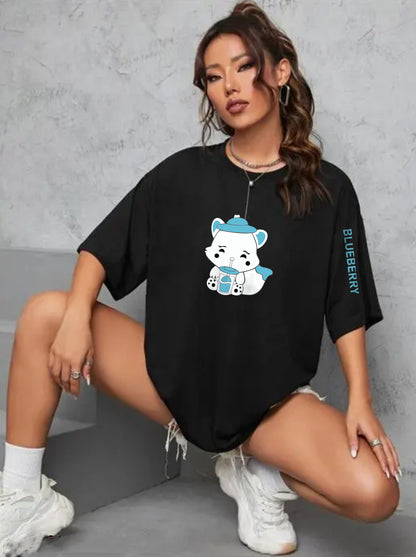Printed Oversized Cotton T-Shirt for Women