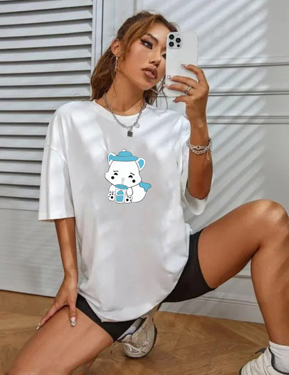 Printed Oversized Cotton T-Shirt for Women