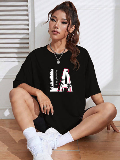 Printed Oversized Cotton T-Shirt for Women