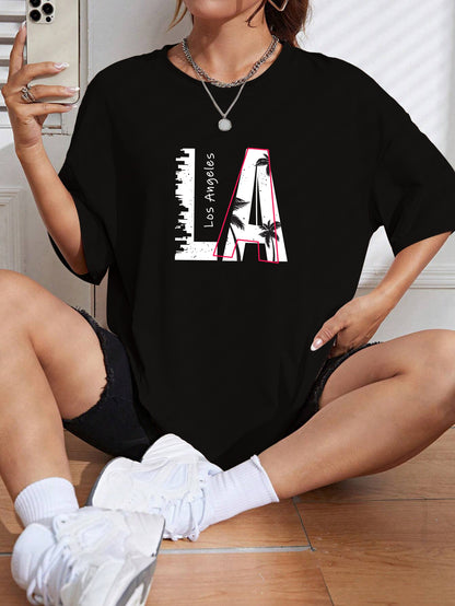 Printed Oversized Cotton T-Shirt for Women