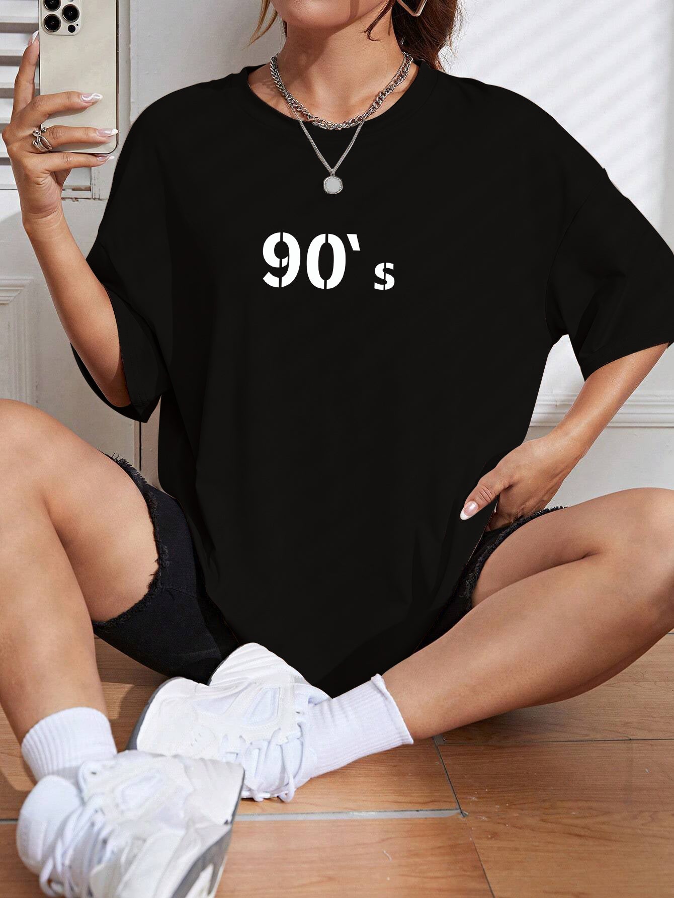 Printed Oversized Cotton T-Shirt for Women