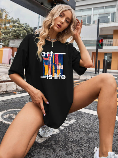 Printed Oversized Cotton T-Shirt for Women