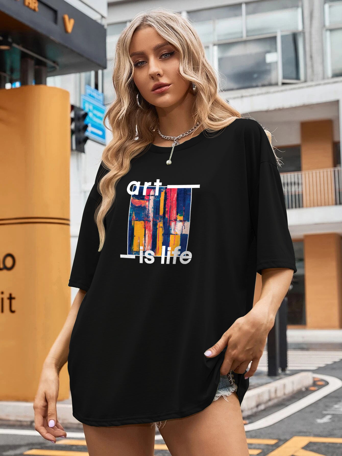 Printed Oversized Cotton T-Shirt for Women
