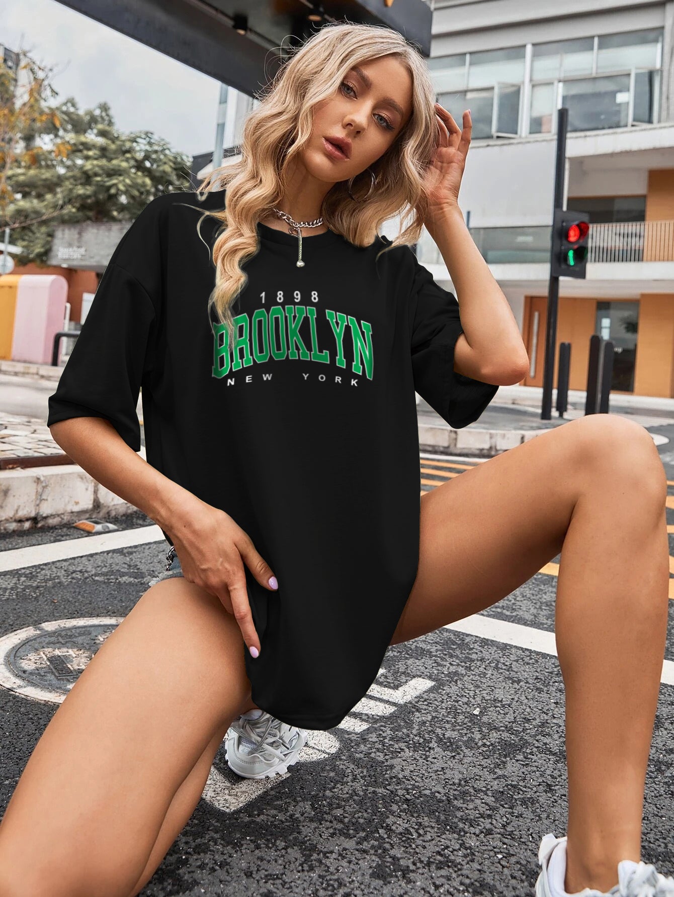 Printed Oversized Cotton T-Shirt for Women