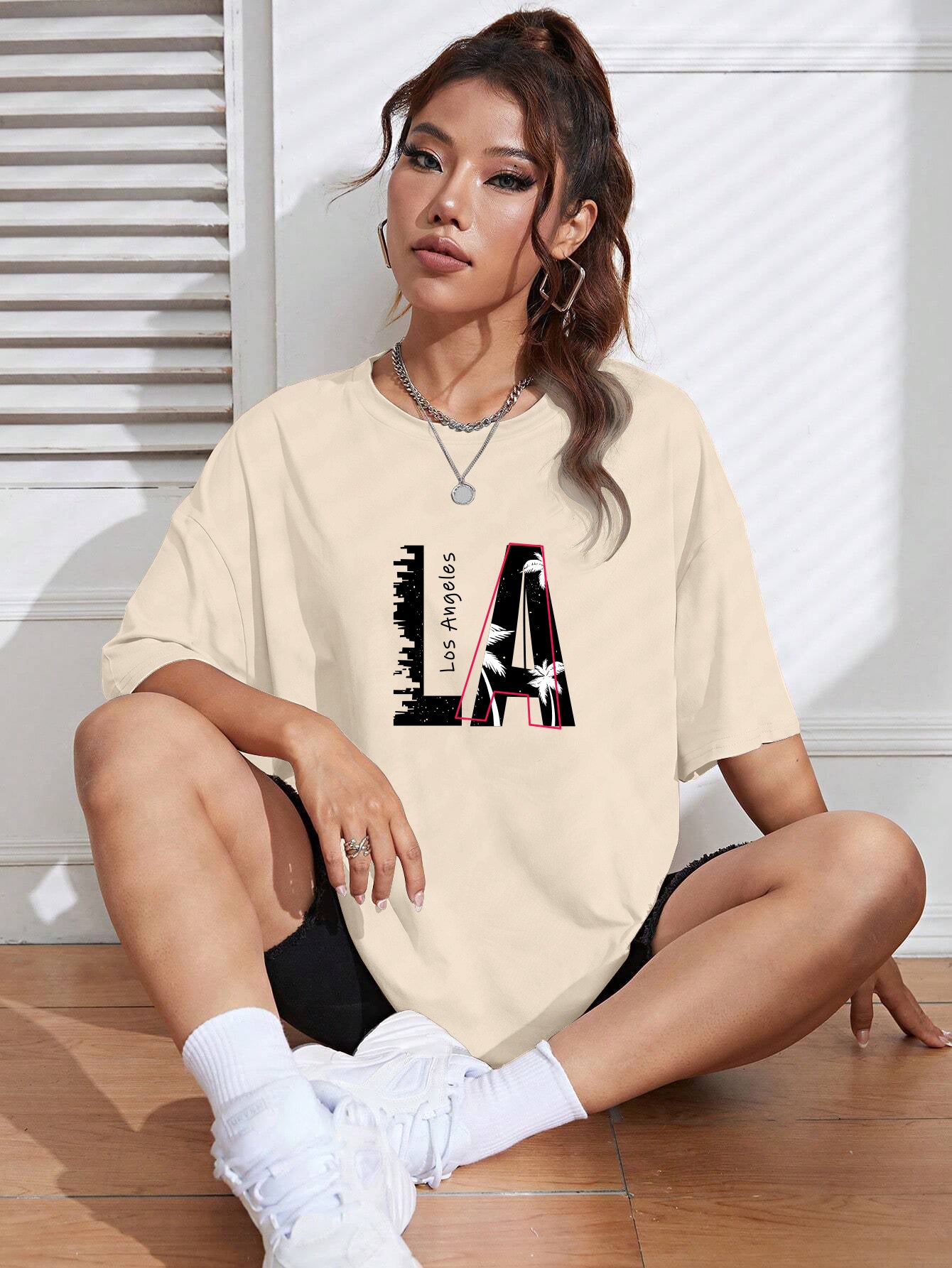 Printed Oversized Cotton T-Shirt for Women