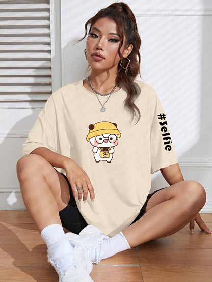 Printed Oversized Cotton T-Shirt for Women