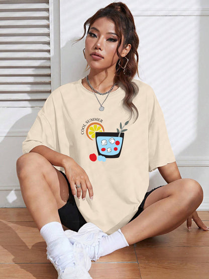 Printed Oversized Cotton T-Shirt for Women
