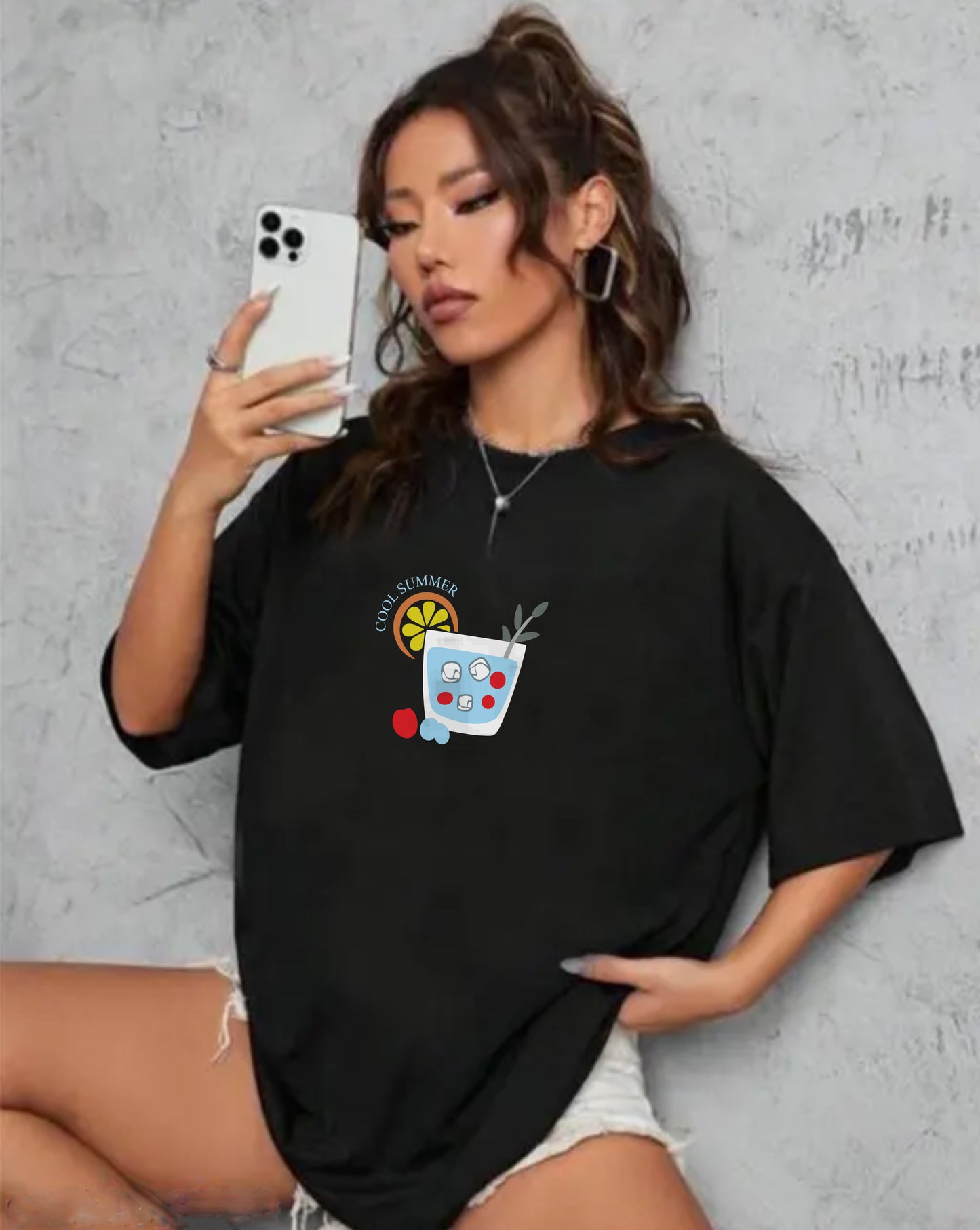 Printed Oversized Cotton T-Shirt for Women