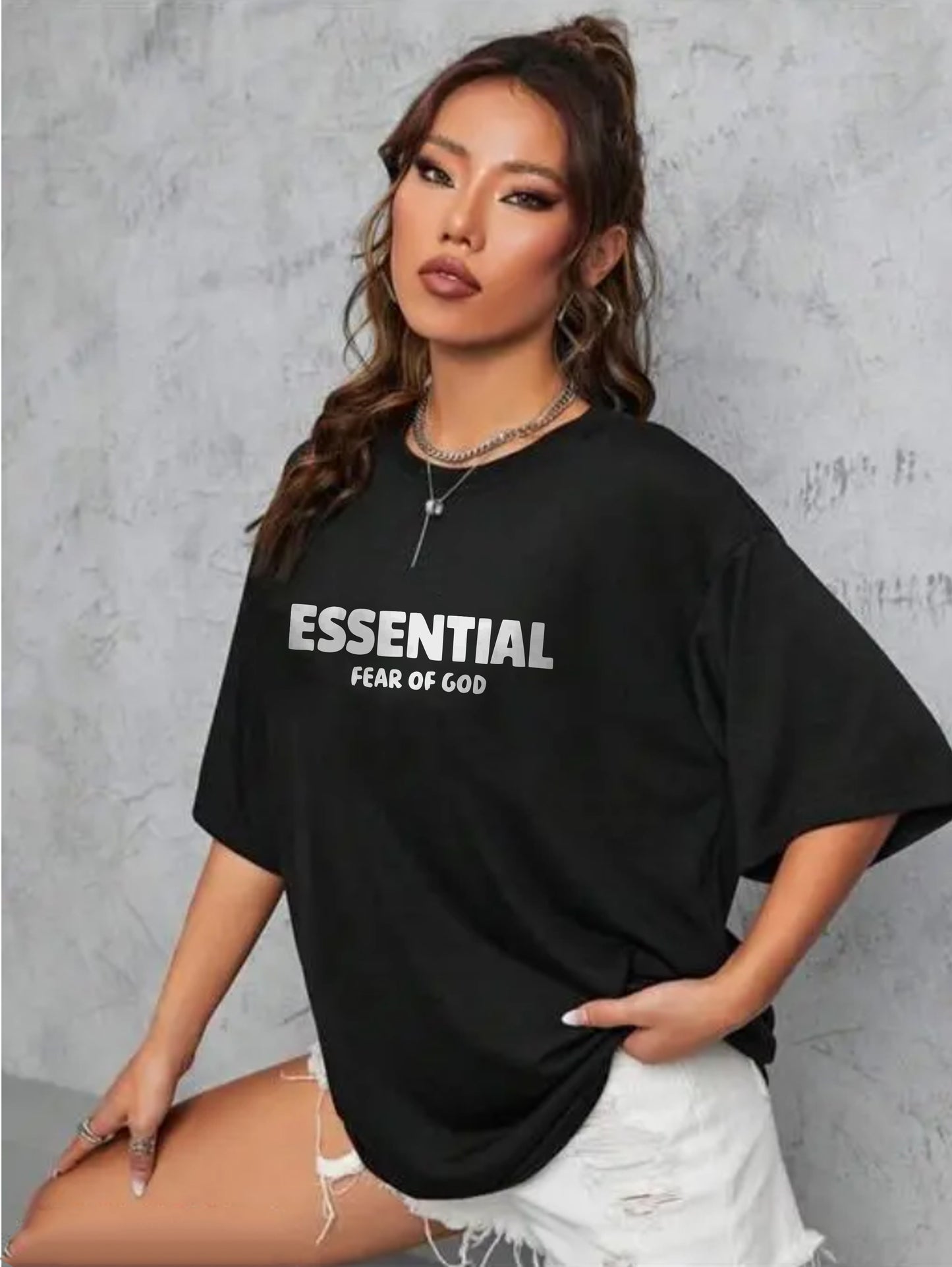 Printed Oversized Cotton T-Shirt for Women
