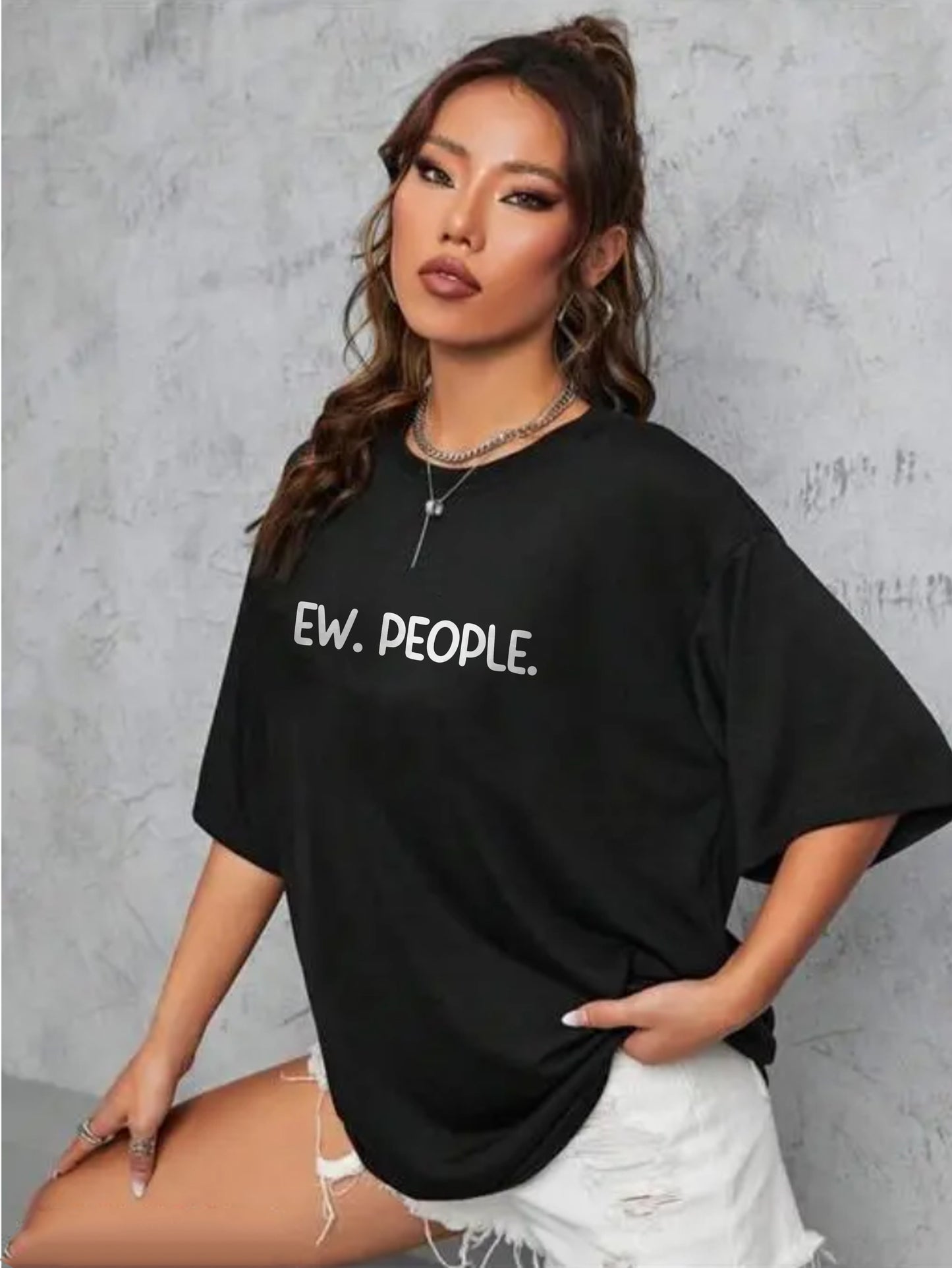 Printed Oversized Cotton T-Shirt for Women
