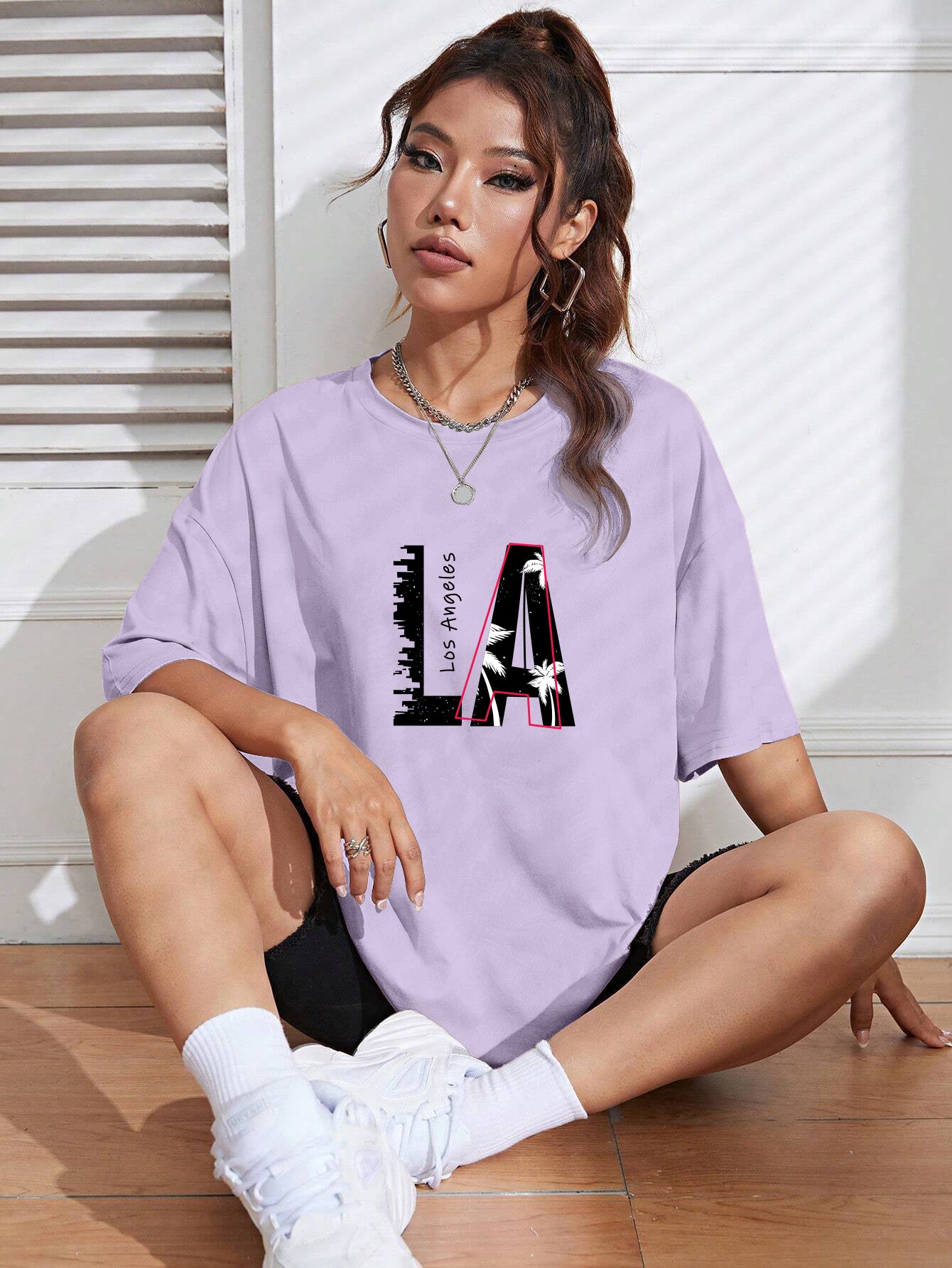Printed Oversized Cotton T-Shirt for Women