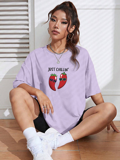 Printed Oversized Cotton T-Shirt for Women