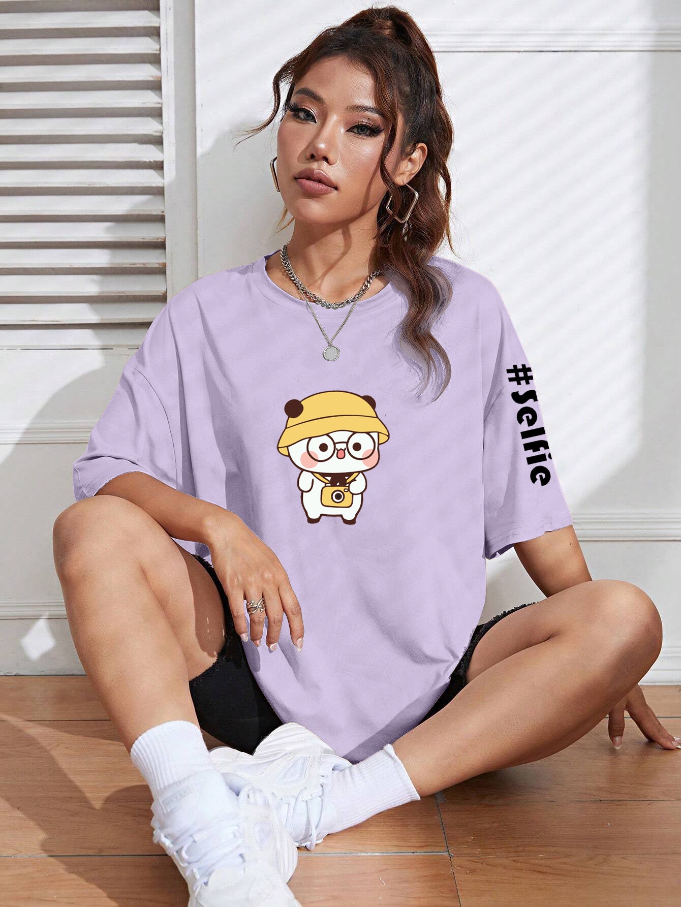 Printed Oversized Cotton T-Shirt for Women