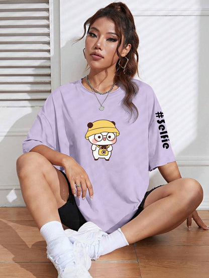 Printed Oversized Cotton T-Shirt for Women