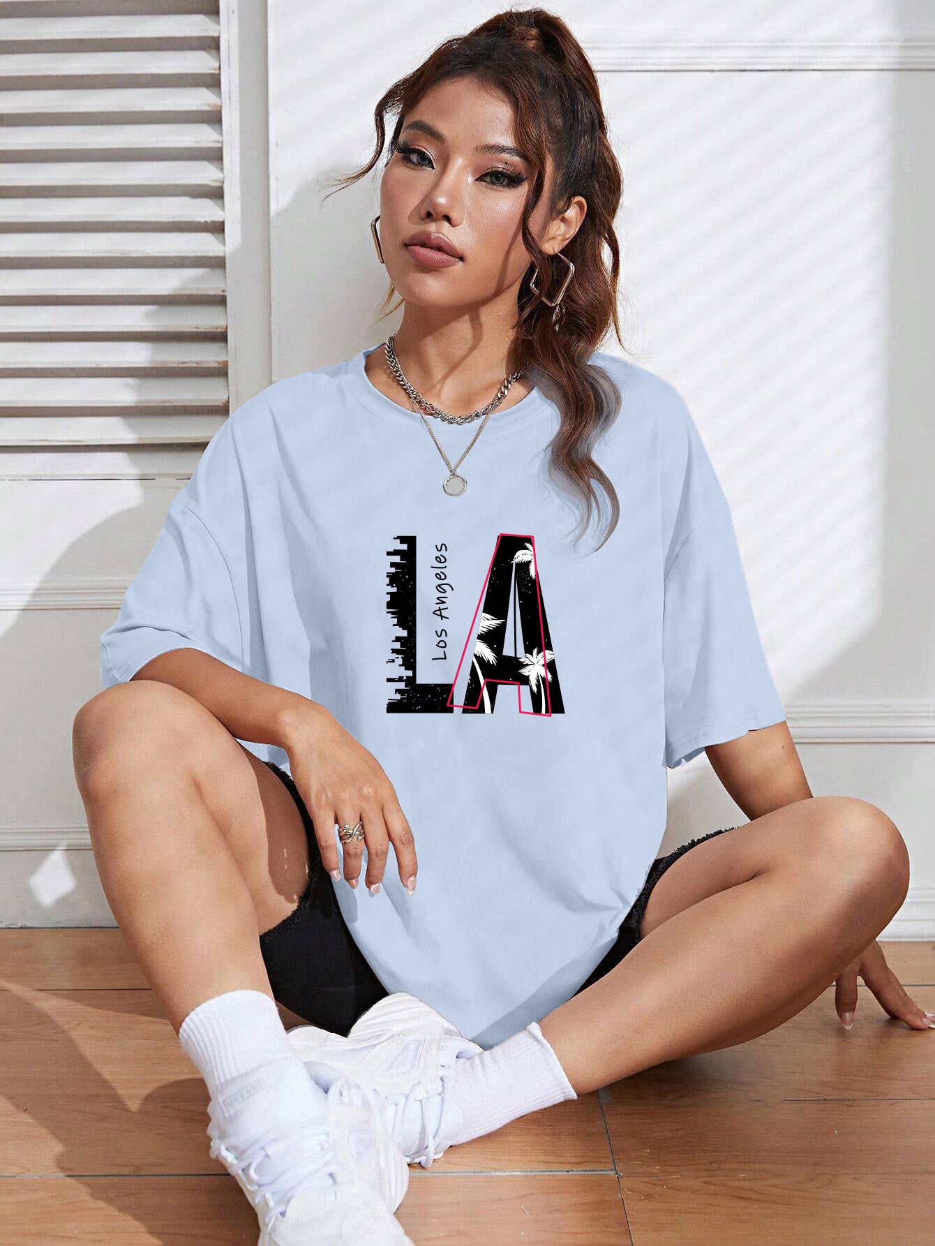 Printed Oversized Cotton T-Shirt for Women