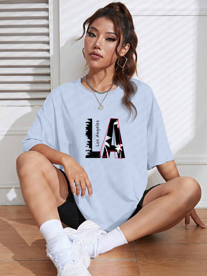 Printed Oversized Cotton T-Shirt for Women